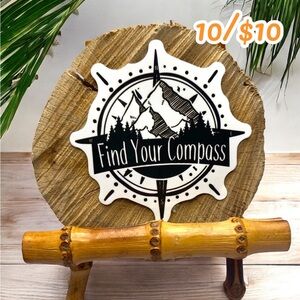 10 / $10 - Find Your Compass Adventure Sticker - Travel / Mountains